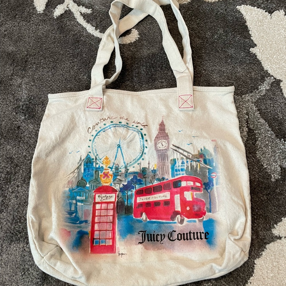 JUICY COUTURE  The World London Theme Canvas Tote